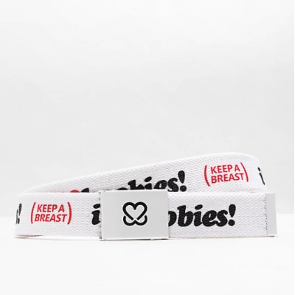 Keep A Breast Foundation I Heart Boobies White Web Belt